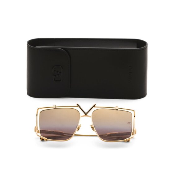 VALENTINO Gold/brown 59mm Square Sunglasses - Picture 1 of 2